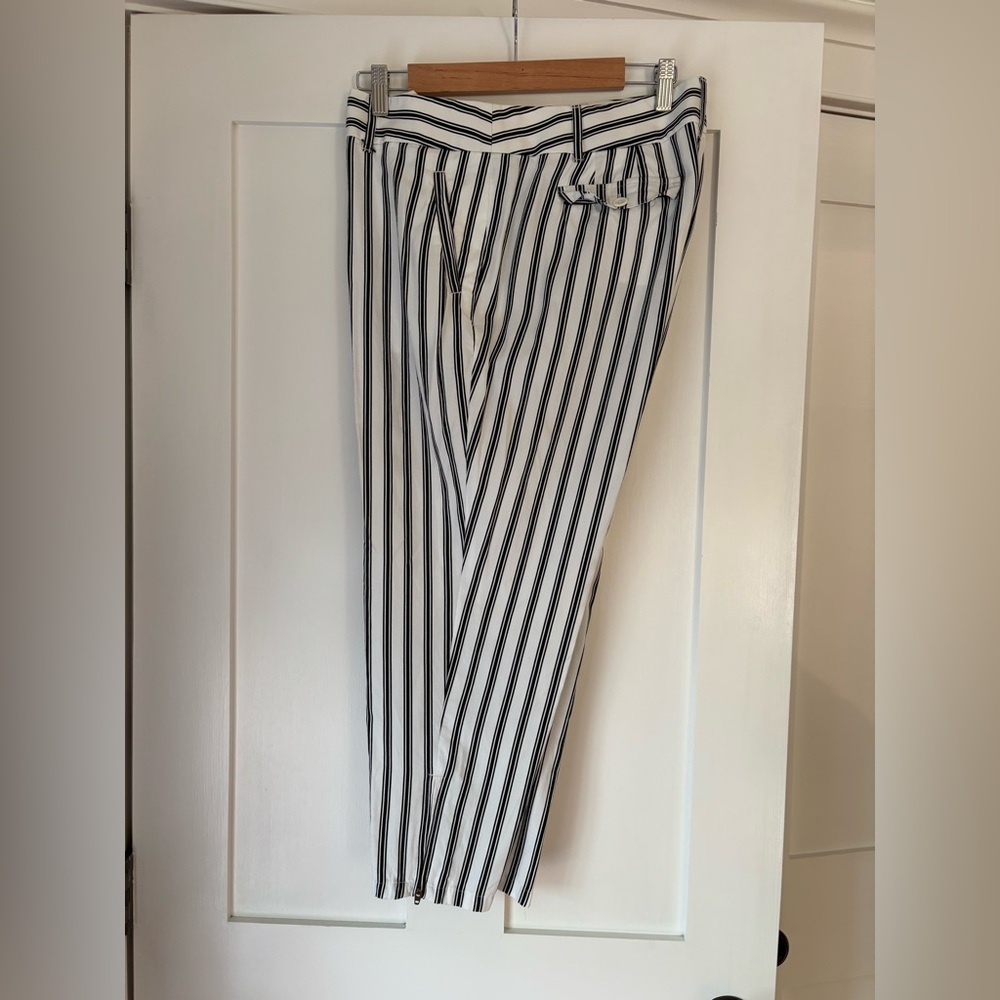 LOFT Black and White Striped Capri Pants